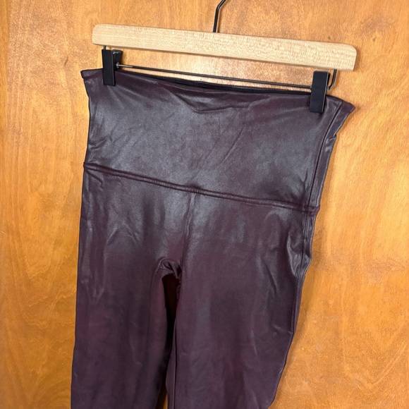 Spanx Faux Leather Leggings Wine Burgundy High Rise XL Sleek Boho Minimalist Mod - Picture 6 of 12